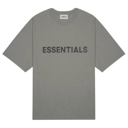 FEAR OF GOD ESSENTIALS 3D Silicon Applique Boxy T-Shirt Gray Flannel/Charcoal — XXS — Front View