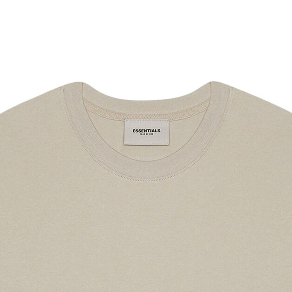 FEAR OF GOD ESSENTIALS 3D Silicon Applique Boxy T-Shirt Oatmeal Heather/String/Tan — XXS — Back View
