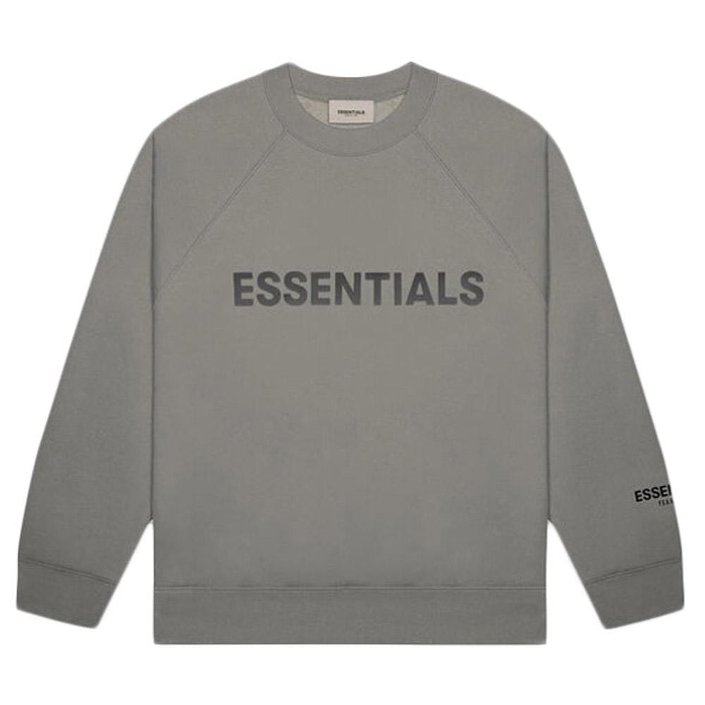 FEAR OF GOD ESSENTIALS 3D Silicon Applique Crewneck Gray Flannel/Charcoal — XXS — Front View