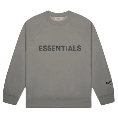 FEAR OF GOD ESSENTIALS 3D Silicon Applique Crewneck Gray Flannel/Charcoal — XXS — Front View