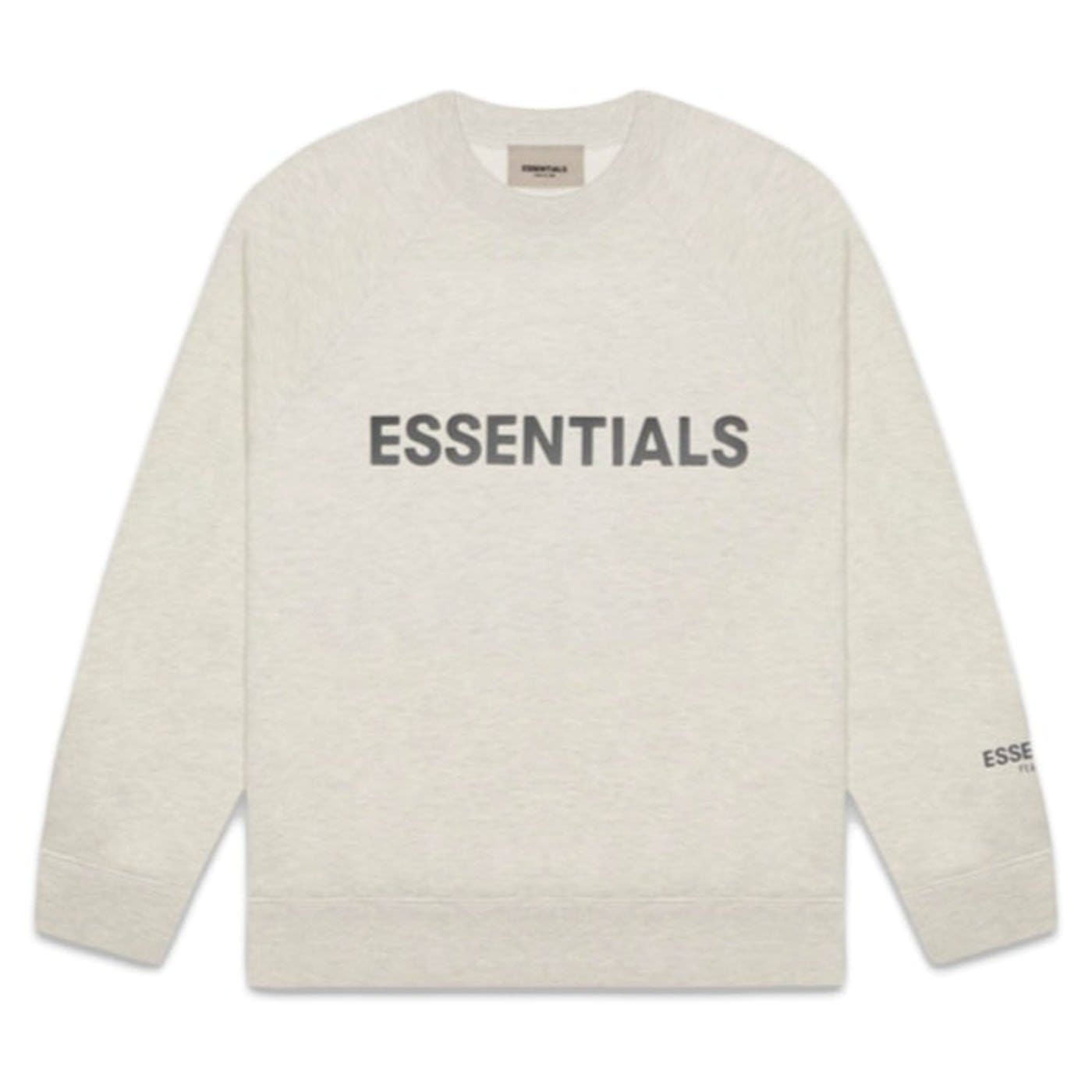 FEAR OF GOD ESSENTIALS 3D Silicon Applique Crewneck Oatmeal Heather — XXS — Front View