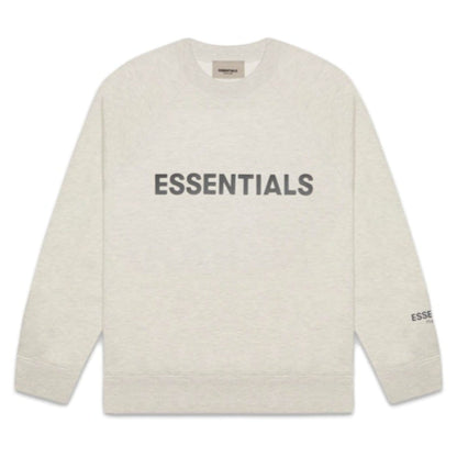 FEAR OF GOD ESSENTIALS 3D Silicon Applique Crewneck Oatmeal Heather — XXS — Front View