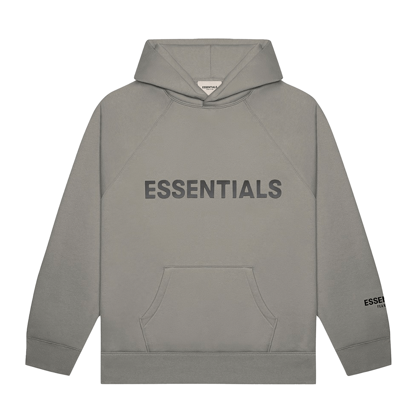 FEAR OF GOD ESSENTIALS Pullover Hoodie Applique Logo 'Cement' — XXS — Front View