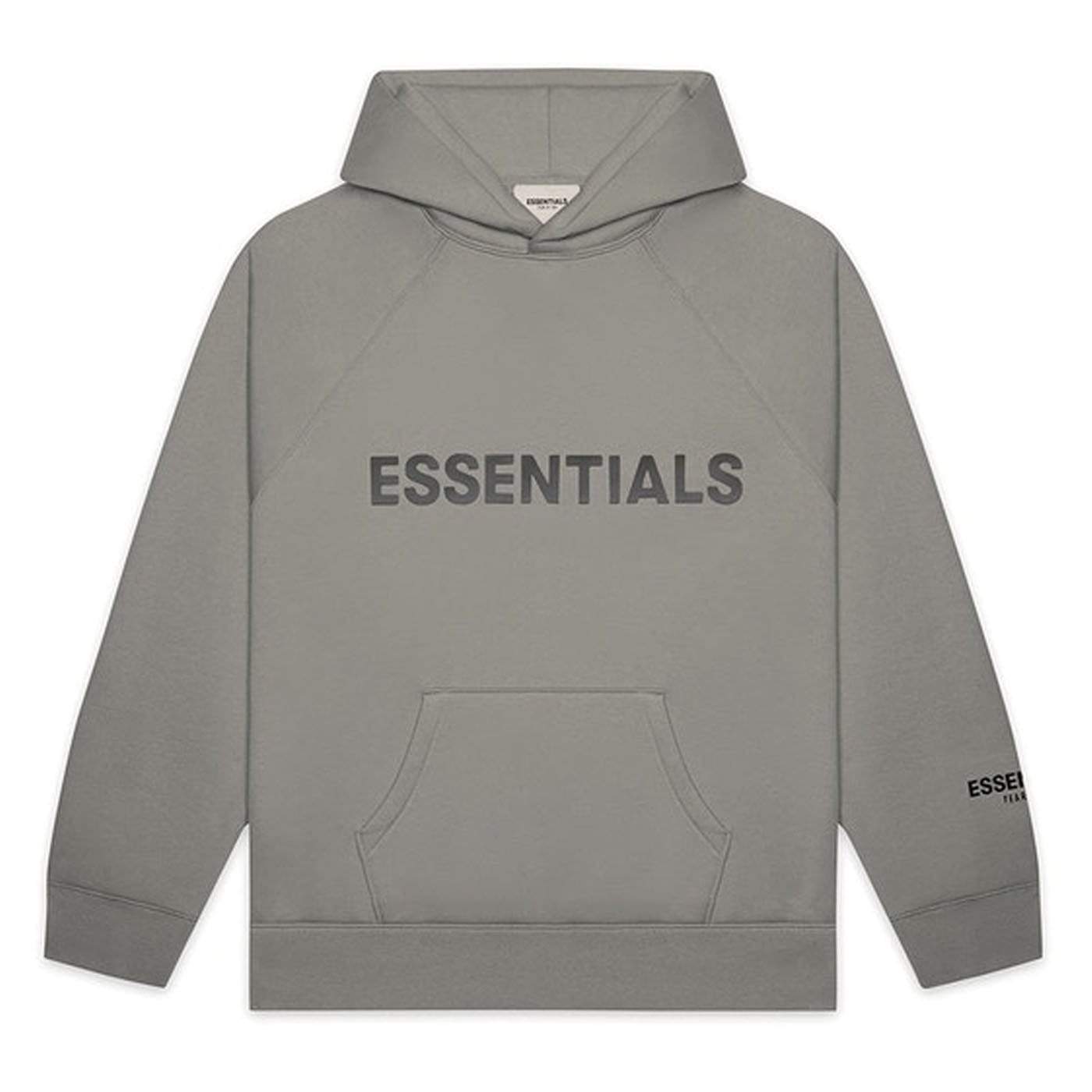 FEAR OF GOD ESSENTIALS Pullover Hoodie Applique Logo Cement — XXS — Front View