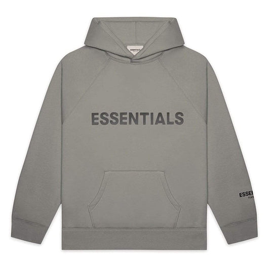 FEAR OF GOD ESSENTIALS Pullover Hoodie Applique Logo Cement — XXS — Front View
