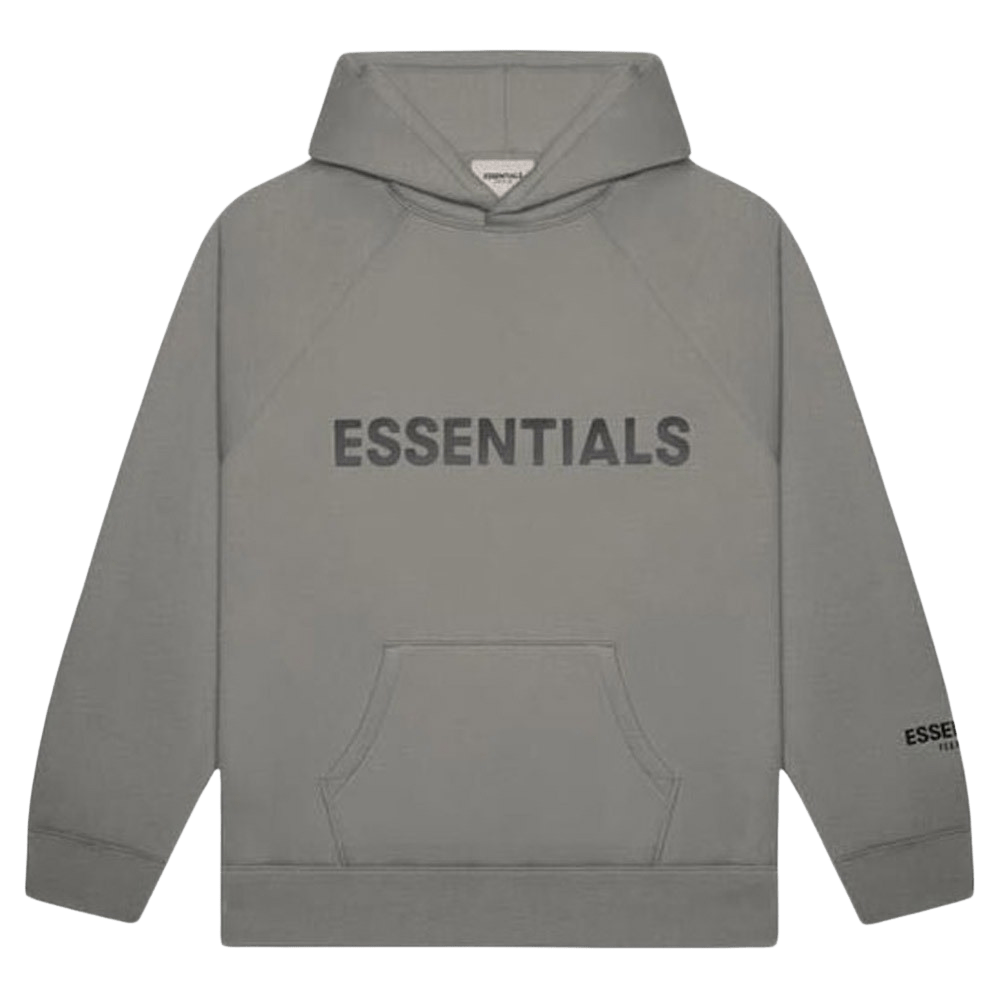 FEAR OF GOD ESSENTIALS 3D Silicon Applique Pullover Hoodie Gray Flannel/Charcoal — XXS — Front View