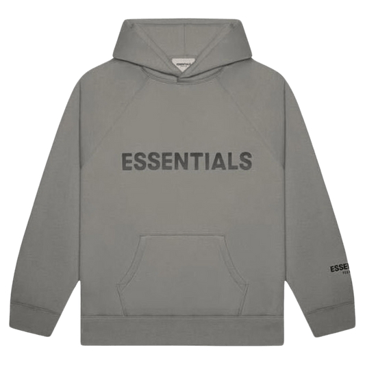 FEAR OF GOD ESSENTIALS 3D Silicon Applique Pullover Hoodie Gray Flannel/Charcoal — XXS — Front View