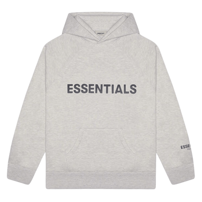 FEAR OF GOD ESSENTIALS 3D Silicon Applique Pullover Hoodie Heather Oatmeal — XXS — Front View