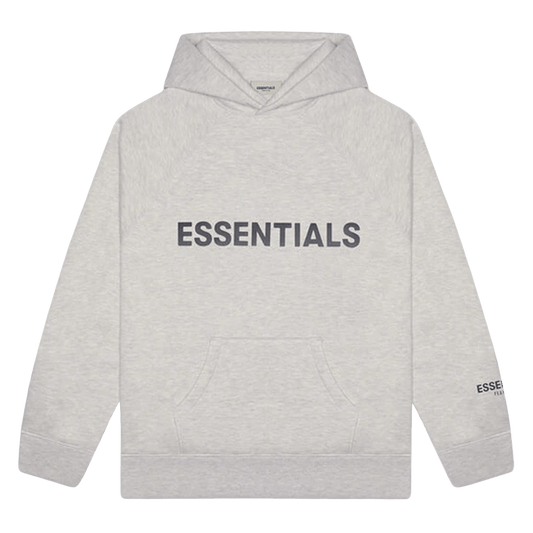 FEAR OF GOD ESSENTIALS 3D Silicon Applique Pullover Hoodie Heather Oatmeal — XXS — Front View