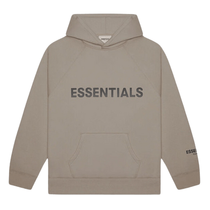 FEAR OF GOD ESSENTIALS 3D Silicon Applique Pullover Hoodie Taupe — XXS — Front View