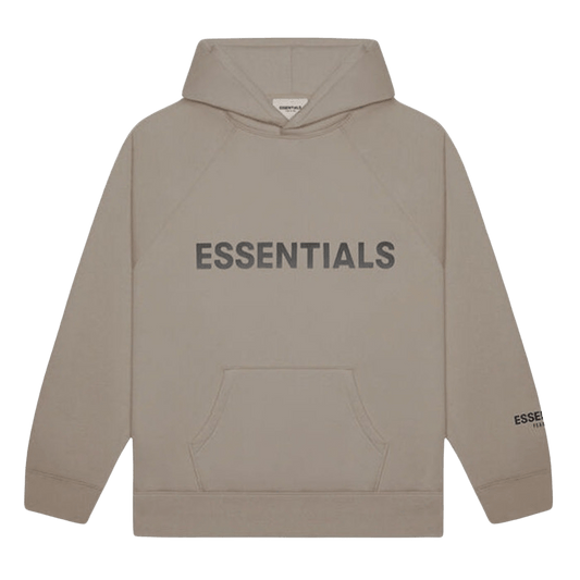 FEAR OF GOD ESSENTIALS 3D Silicon Applique Pullover Hoodie Taupe — XXS — Front View