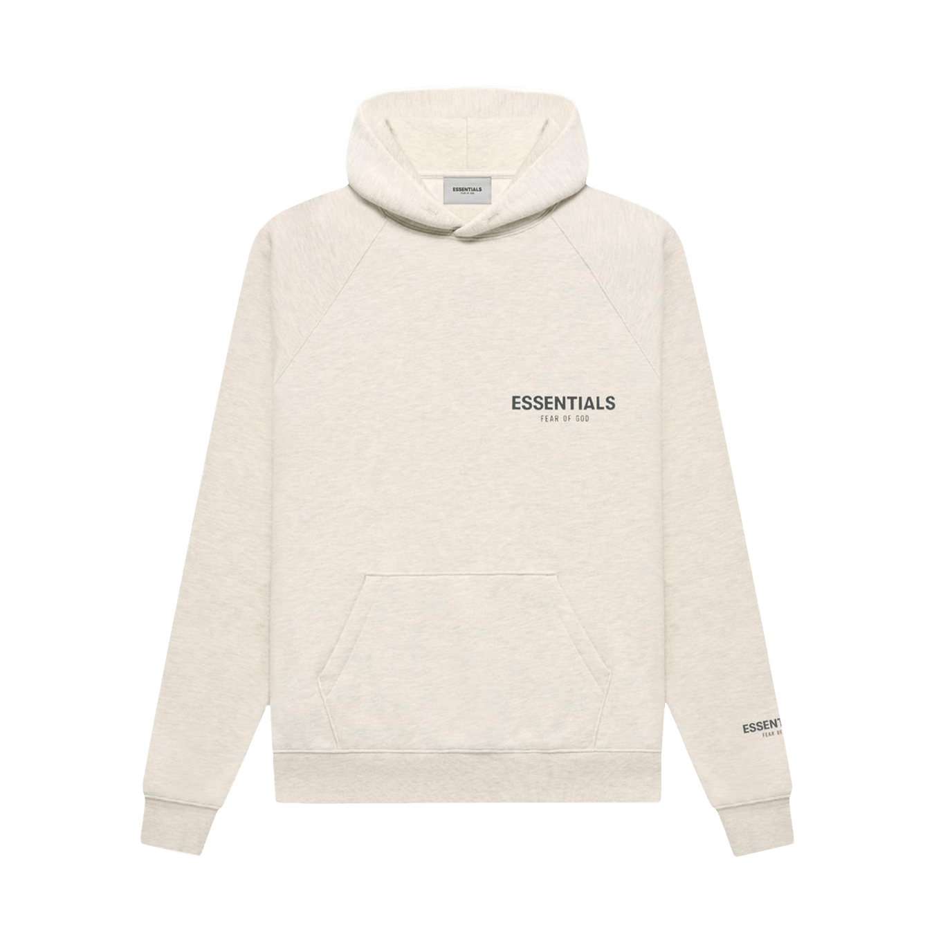 Fear of God Essentials Core Collection Pullover Hoodie 'Light Heather Oatmeal' — XXS — Front View
