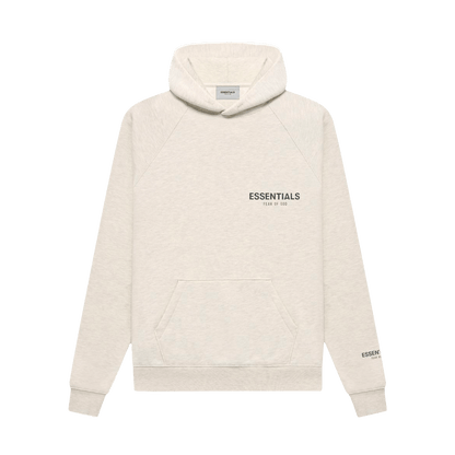 Fear of God Essentials Core Collection Pullover Hoodie 'Light Heather Oatmeal' — XXS — Front View