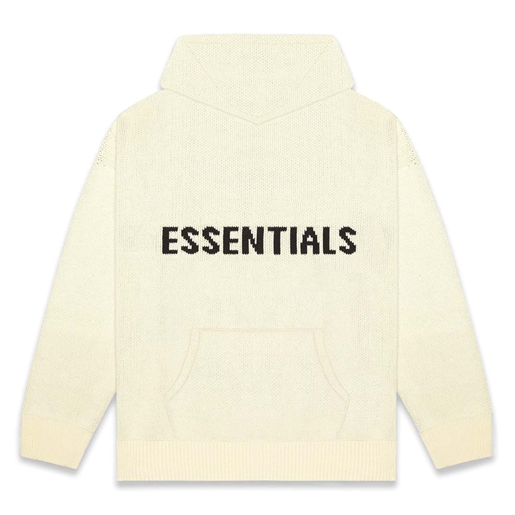 FEAR OF GOD ESSENTIALS Knit Hoodie Cream — XXS — Front View