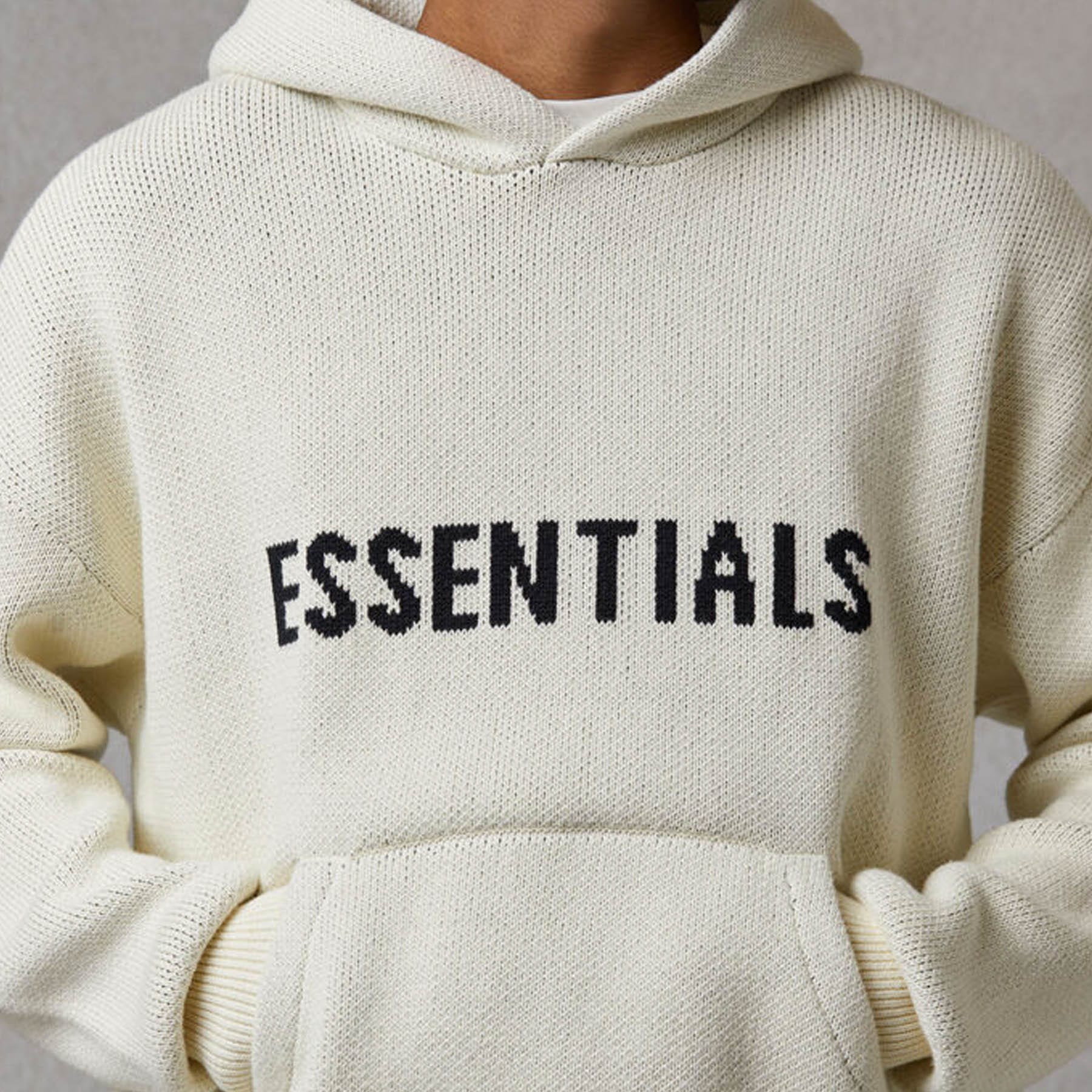 FEAR OF GOD ESSENTIALS Knit Hoodie Cream — XXS — Side View