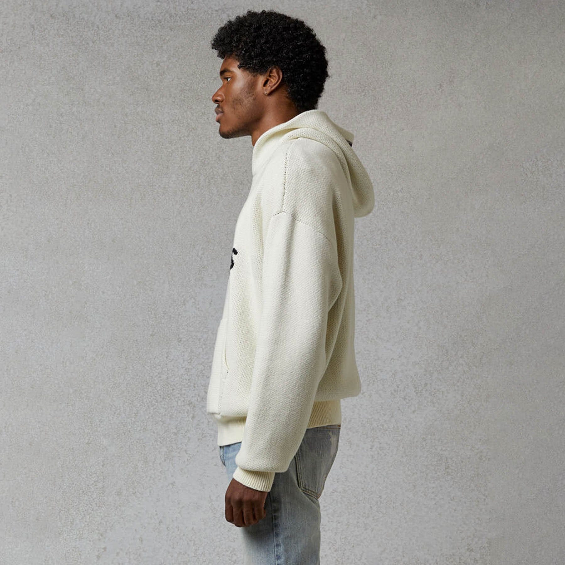 FEAR OF GOD ESSENTIALS Knit Hoodie Cream — XXS — Top View