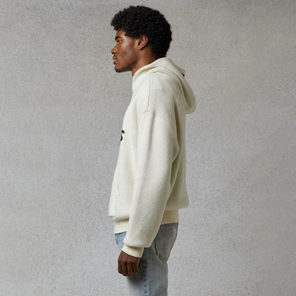 FEAR OF GOD ESSENTIALS Knit Hoodie Cream — XXS — Top View