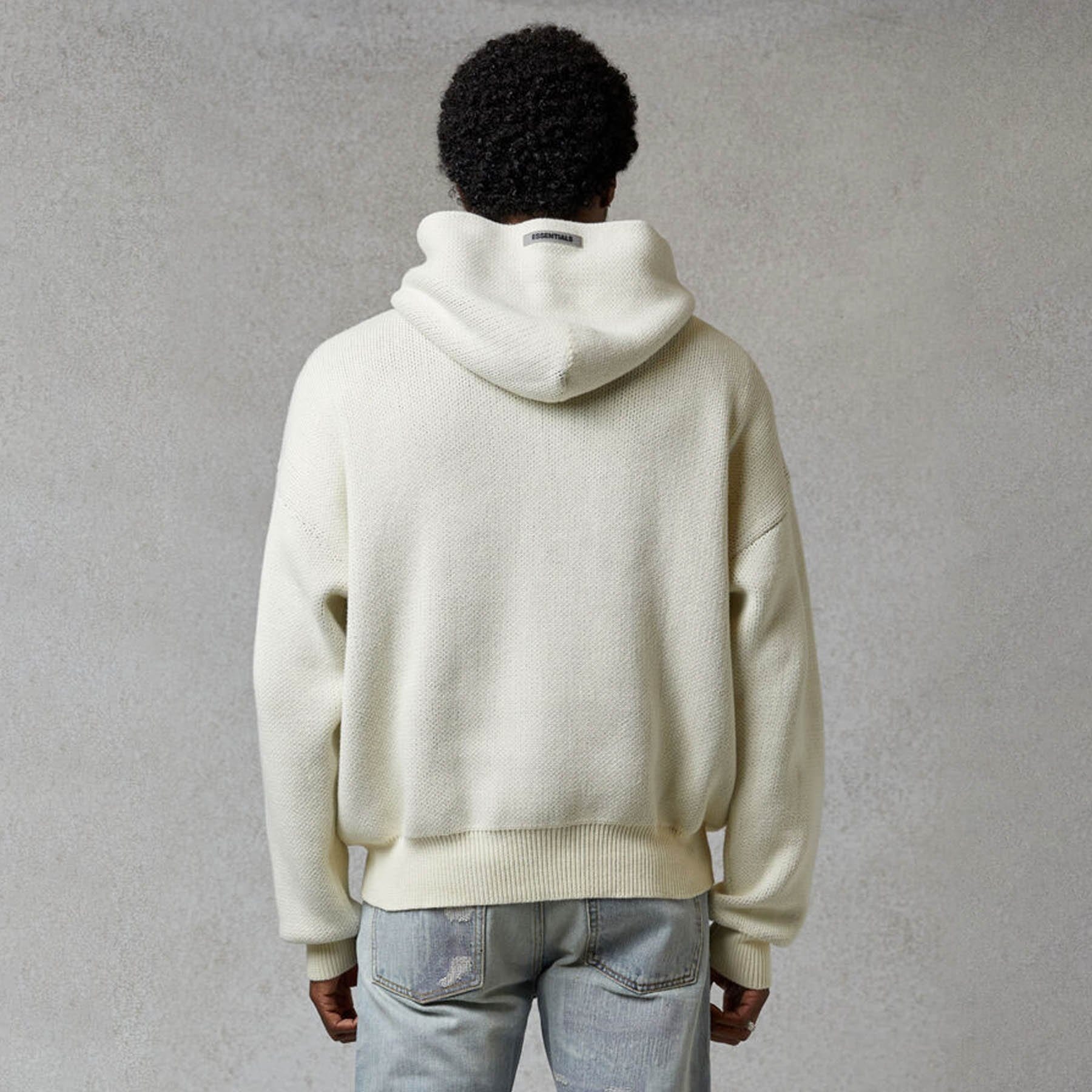 FEAR OF GOD ESSENTIALS Knit Hoodie Cream — XXS — Detail View