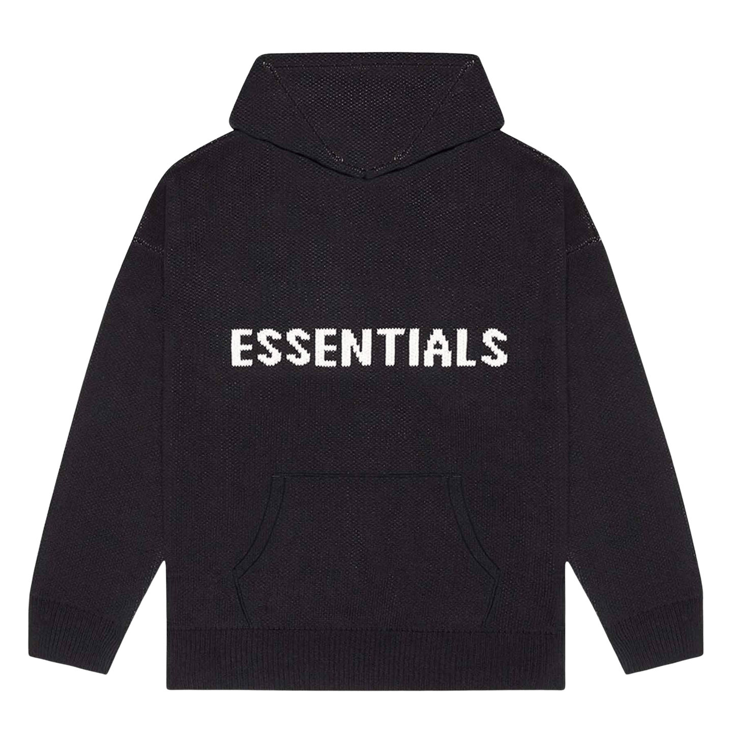 FEAR OF GOD ESSENTIALS Knit Hoodie Black — XXS — Front View
