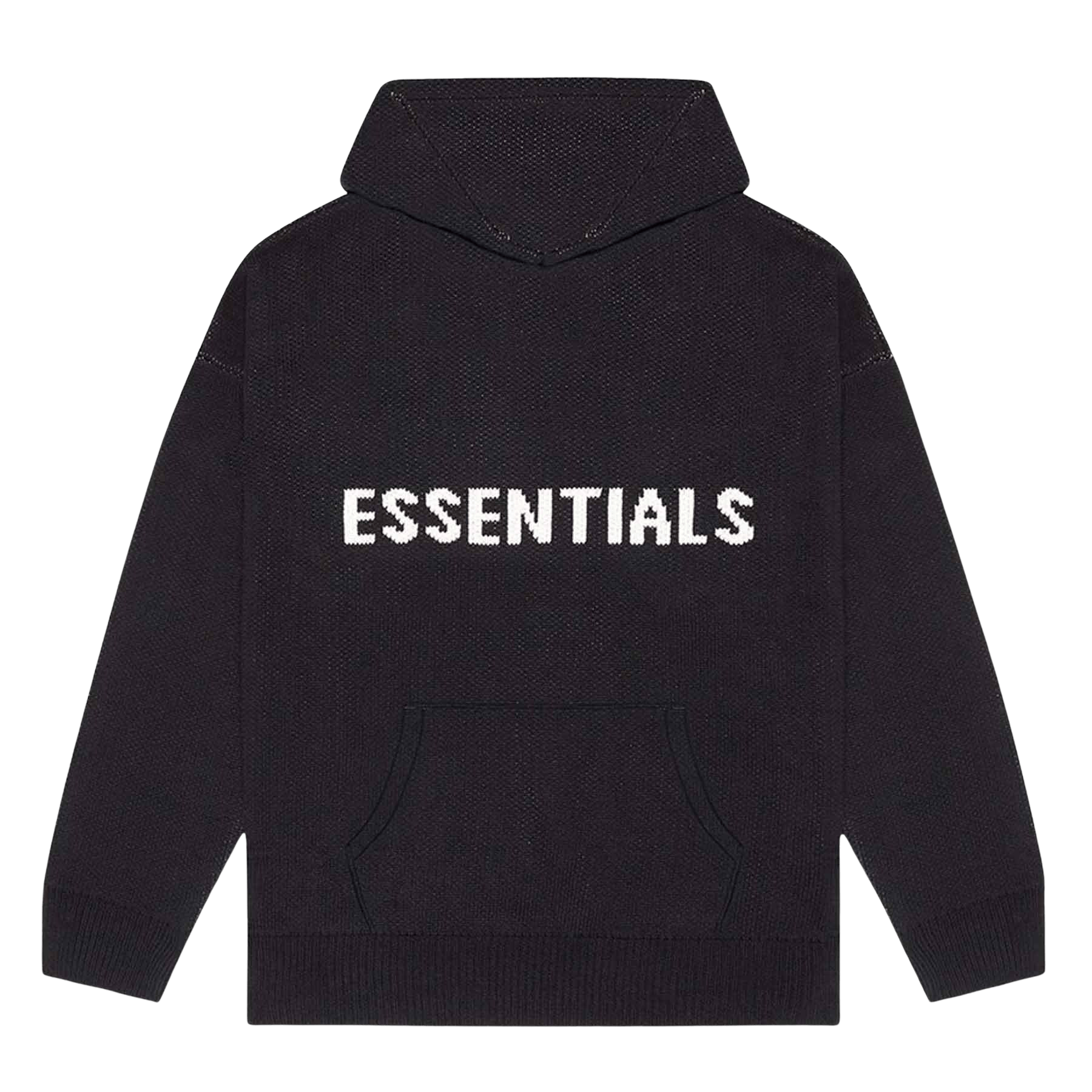 FEAR OF GOD ESSENTIALS Knit Hoodie Black — XXS — Front View