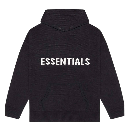 FEAR OF GOD ESSENTIALS Knit Hoodie Black — XXS — Front View