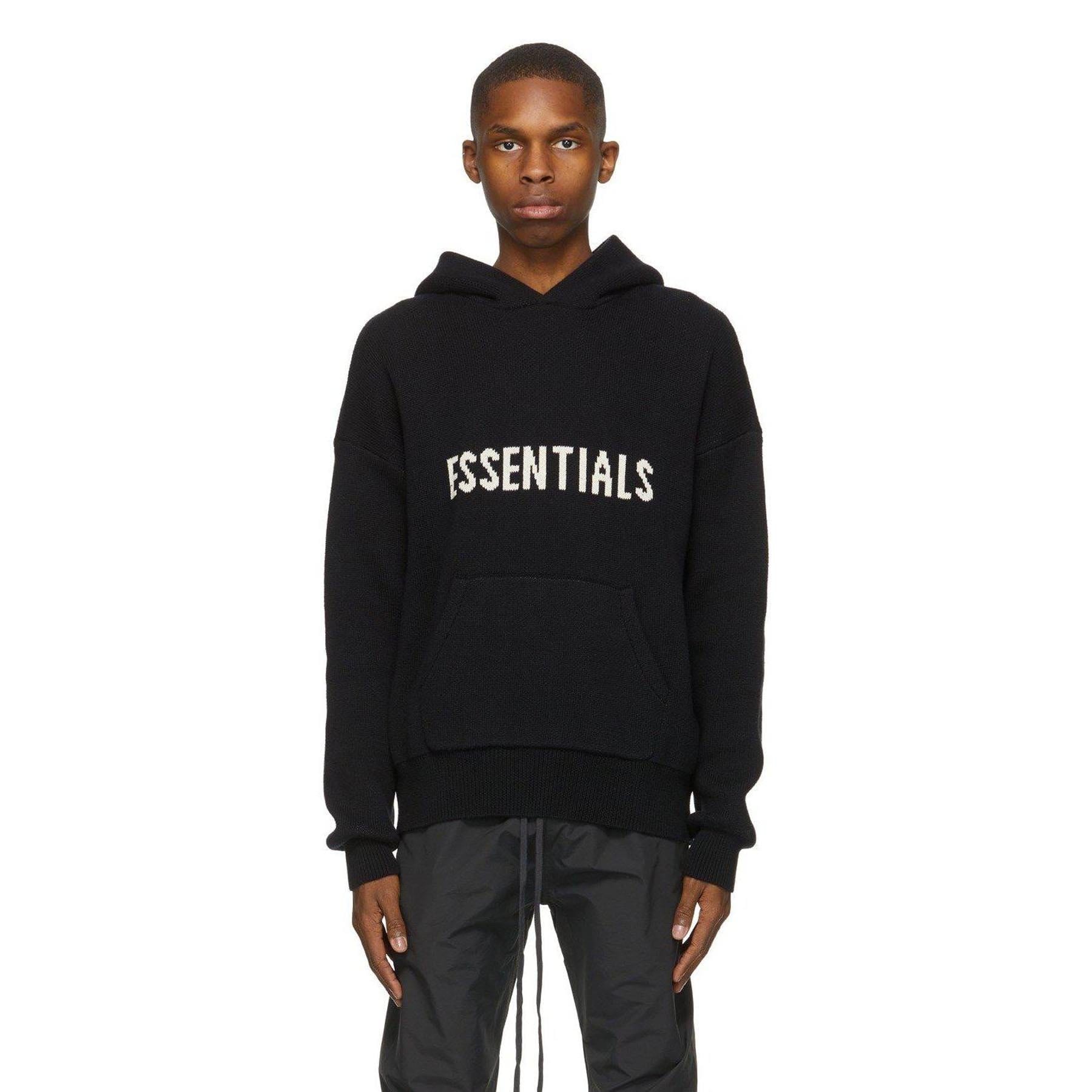 FEAR OF GOD ESSENTIALS Knit Hoodie Black — XXS — Side View