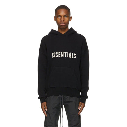 FEAR OF GOD ESSENTIALS Knit Hoodie Black — XXS — Side View