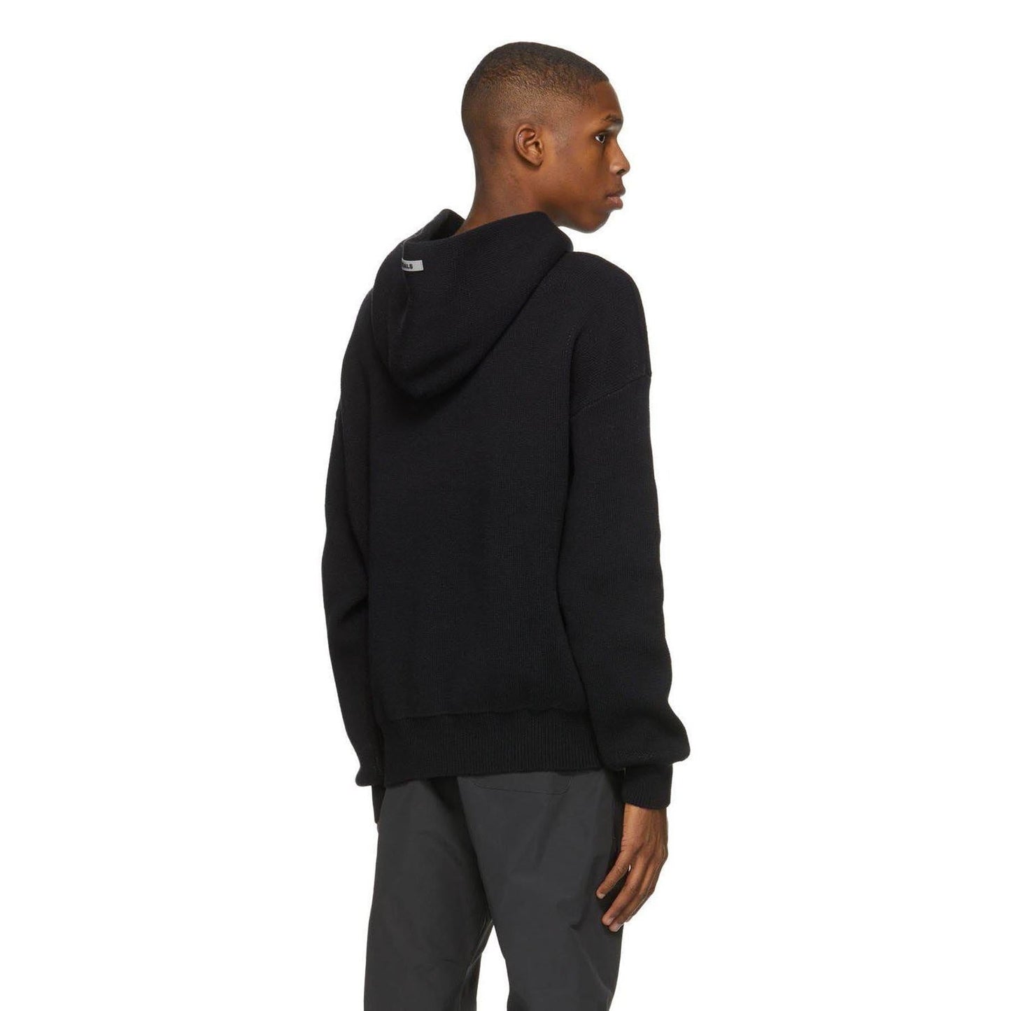 FEAR OF GOD ESSENTIALS Knit Hoodie Black — XXS — Top View