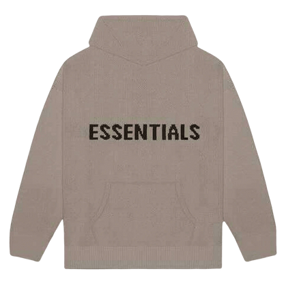 FEAR OF GOD ESSENTIALS Knit Hoodie Taupe — XXS — Front View