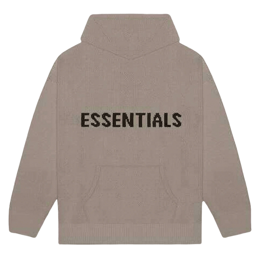 FEAR OF GOD ESSENTIALS Knit Hoodie Taupe — XXS — Front View