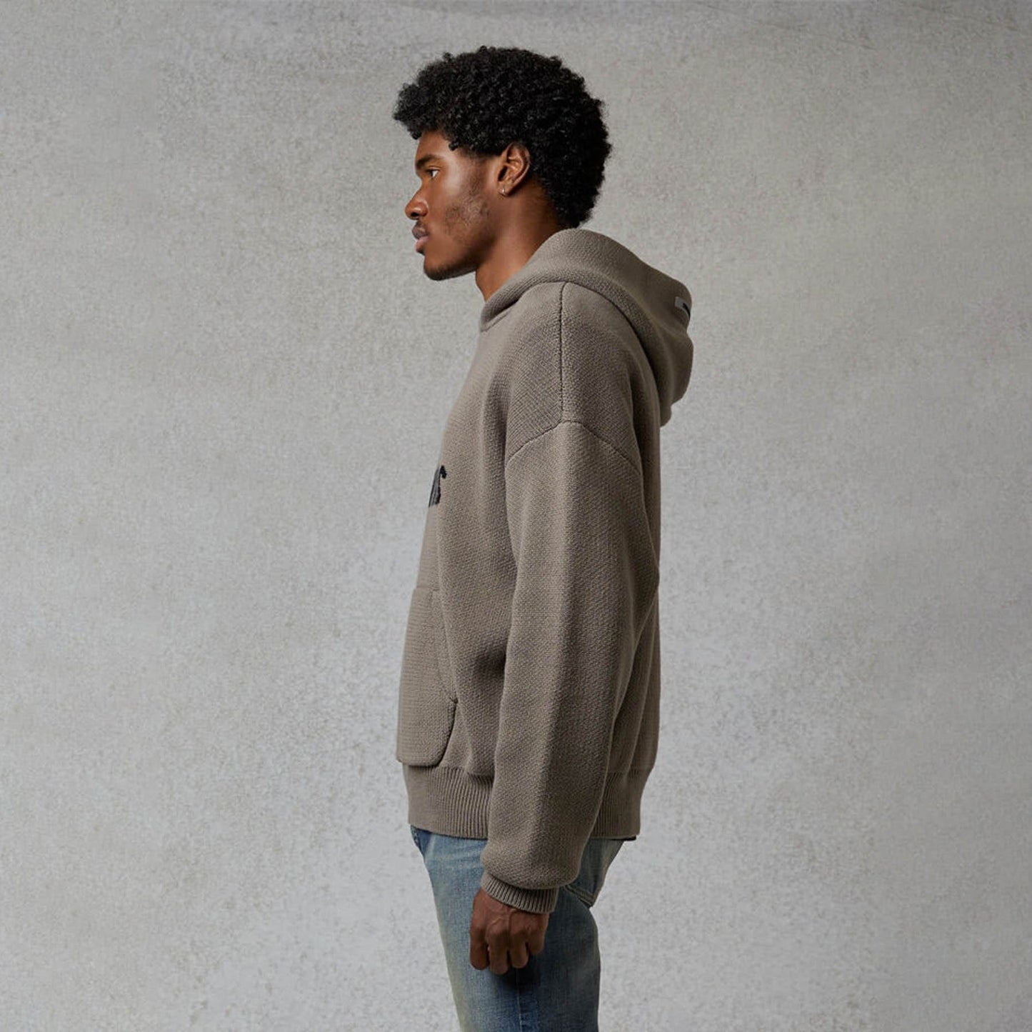 FEAR OF GOD ESSENTIALS Knit Hoodie Taupe — XXS — Top View