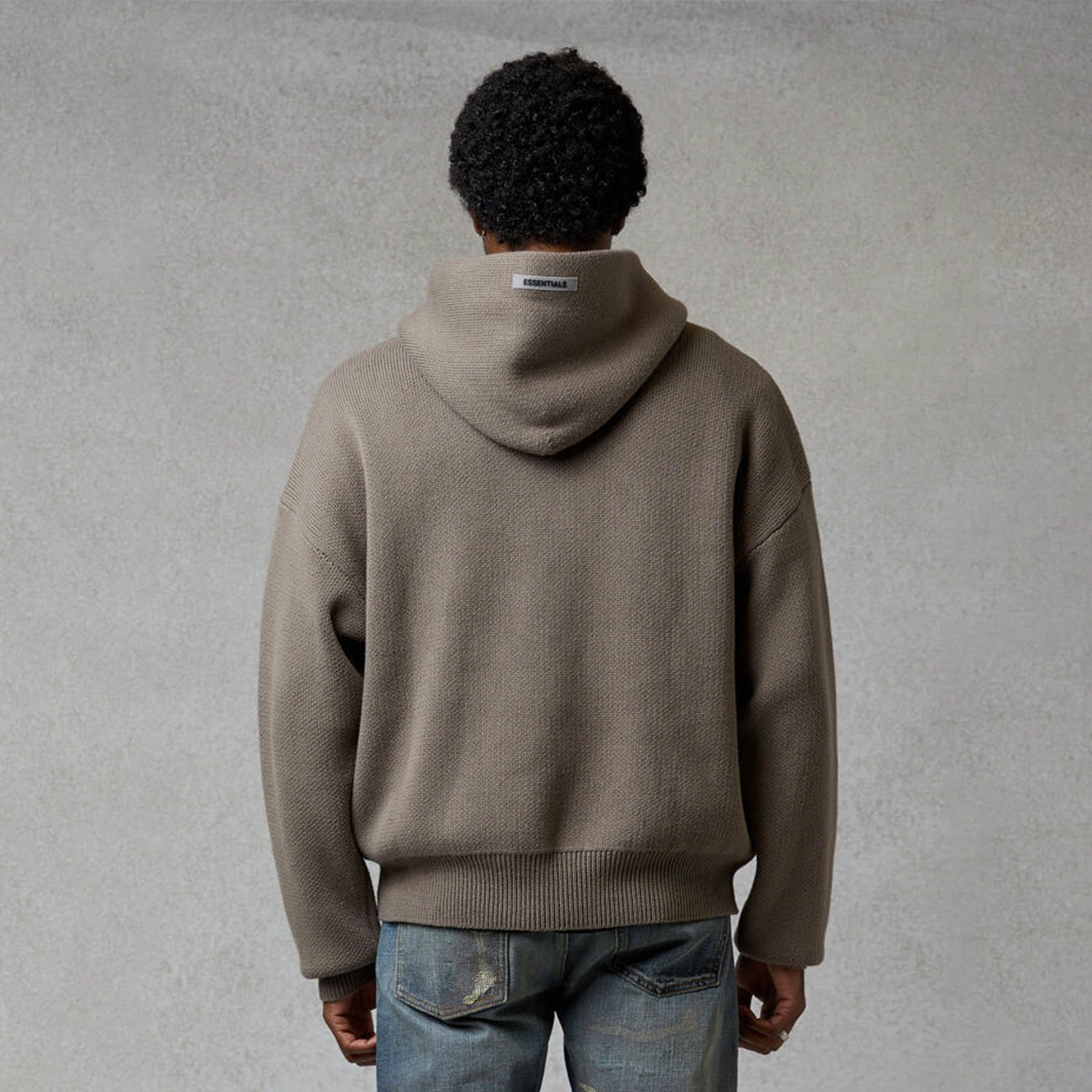 FEAR OF GOD ESSENTIALS Knit Hoodie Taupe — XXS — Detail View