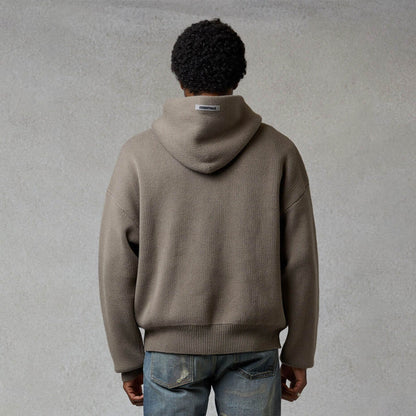FEAR OF GOD ESSENTIALS Knit Hoodie Taupe — XXS — Detail View