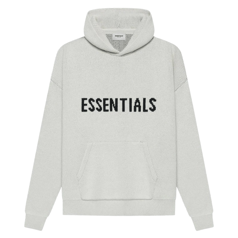 FEAR OF GOD ESSENTIALS Knit Pullover Hoodie Light Heather Oatmeal — XXS — Front View