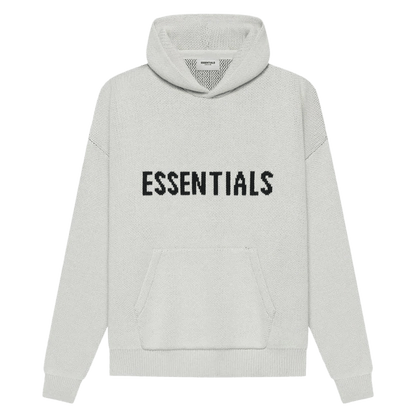 FEAR OF GOD ESSENTIALS Knit Pullover Hoodie Light Heather Oatmeal — XXS — Front View