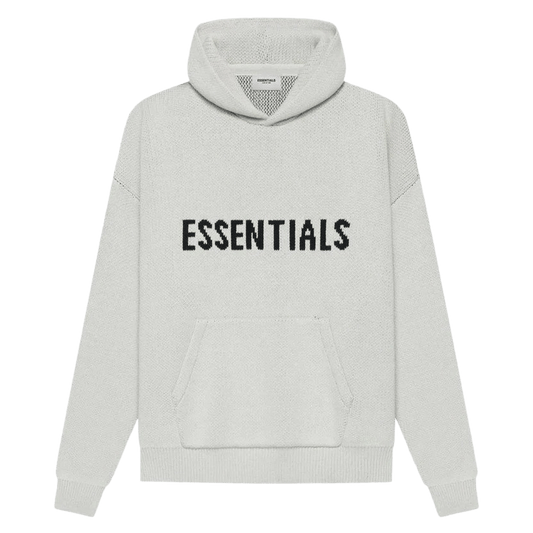 FEAR OF GOD ESSENTIALS Knit Pullover Hoodie Light Heather Oatmeal — XXS — Front View