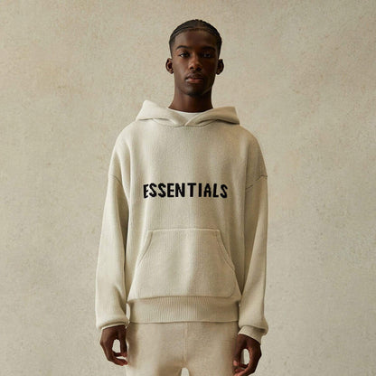 FEAR OF GOD ESSENTIALS Knit Pullover Hoodie Light Heather Oatmeal — XXS — Side View