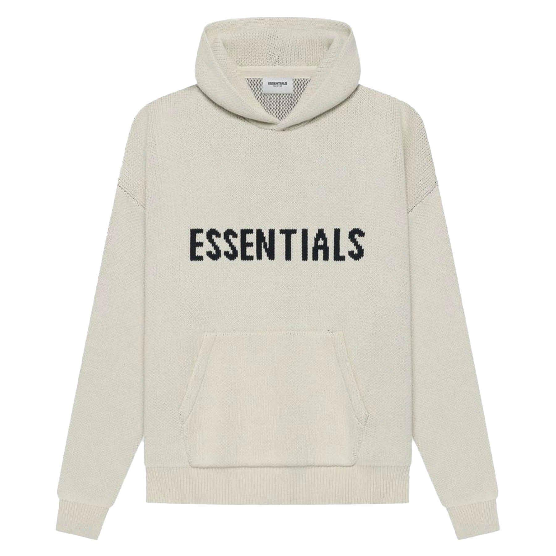 FEAR OF GOD ESSENTIALS Knit Pullover Hoodie Moss — XXS — Front View