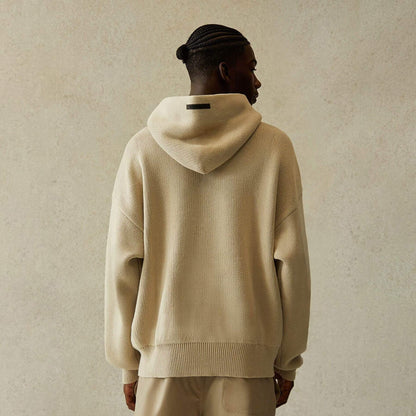 FEAR OF GOD ESSENTIALS Knit Pullover Hoodie Moss — XXS — Back View