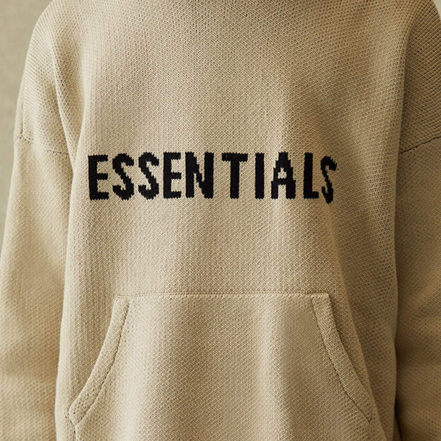 FEAR OF GOD ESSENTIALS Knit Pullover Hoodie Moss — XXS — Top View