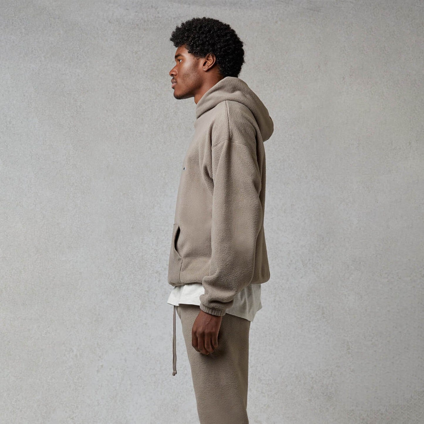 FEAR OF GOD ESSENTIALS Polar Fleece Hoodie Taupe — XXS — Top View
