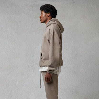 FEAR OF GOD ESSENTIALS Polar Fleece Hoodie Taupe — XXS — Top View
