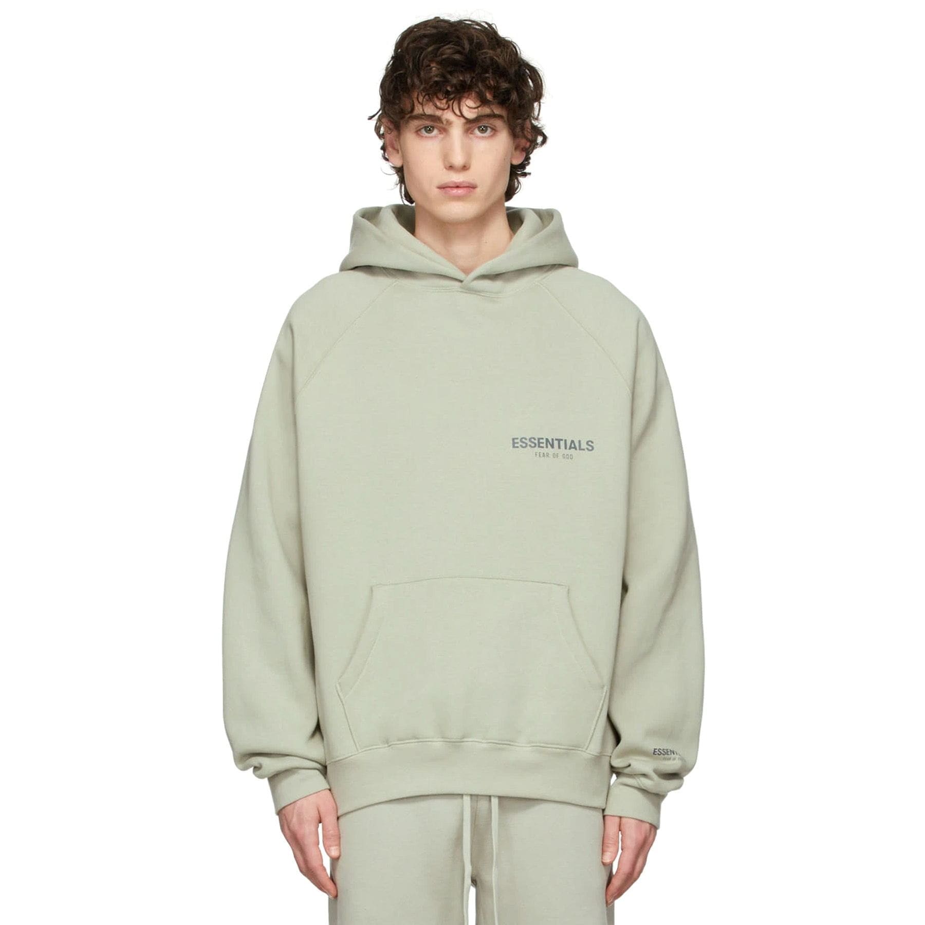 Fear of God Essentials SSENSE Exclusive Pullover Hoodie 'Concrete' — XXS — Top View