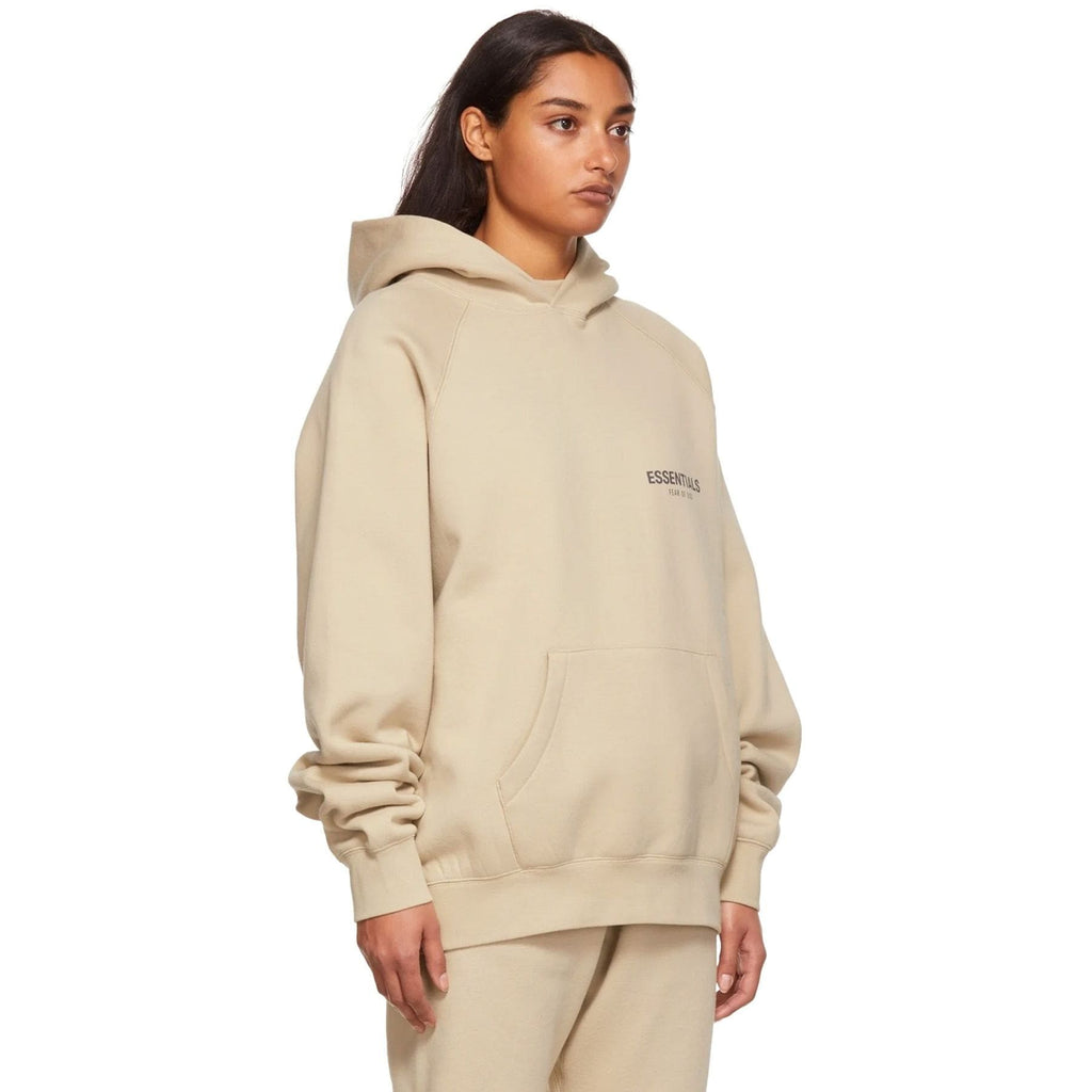 Fear of God Essentials SSENSE Exclusive Pullover Hoodie 'Linen' — XXS — Back View
