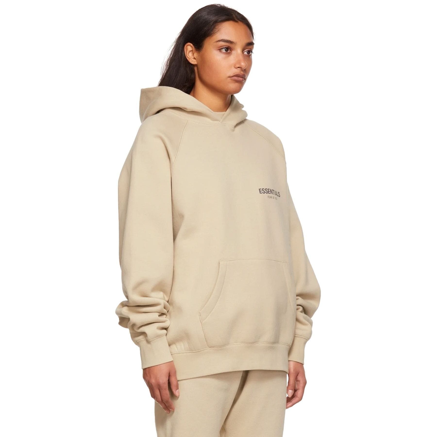 Fear of God Essentials SSENSE Exclusive Pullover Hoodie 'Linen' — XXS — Back View