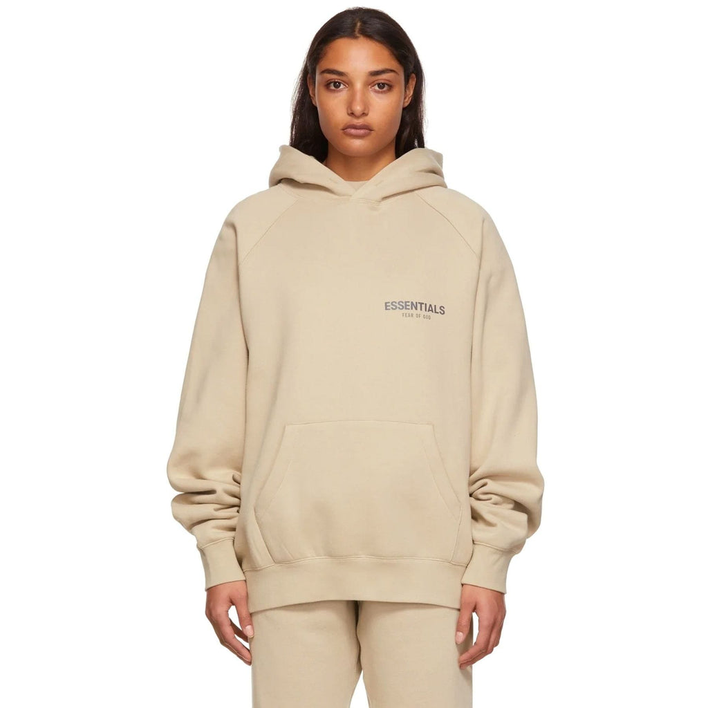 Fear of God Essentials SSENSE Exclusive Pullover Hoodie 'Linen' — XXS — Top View