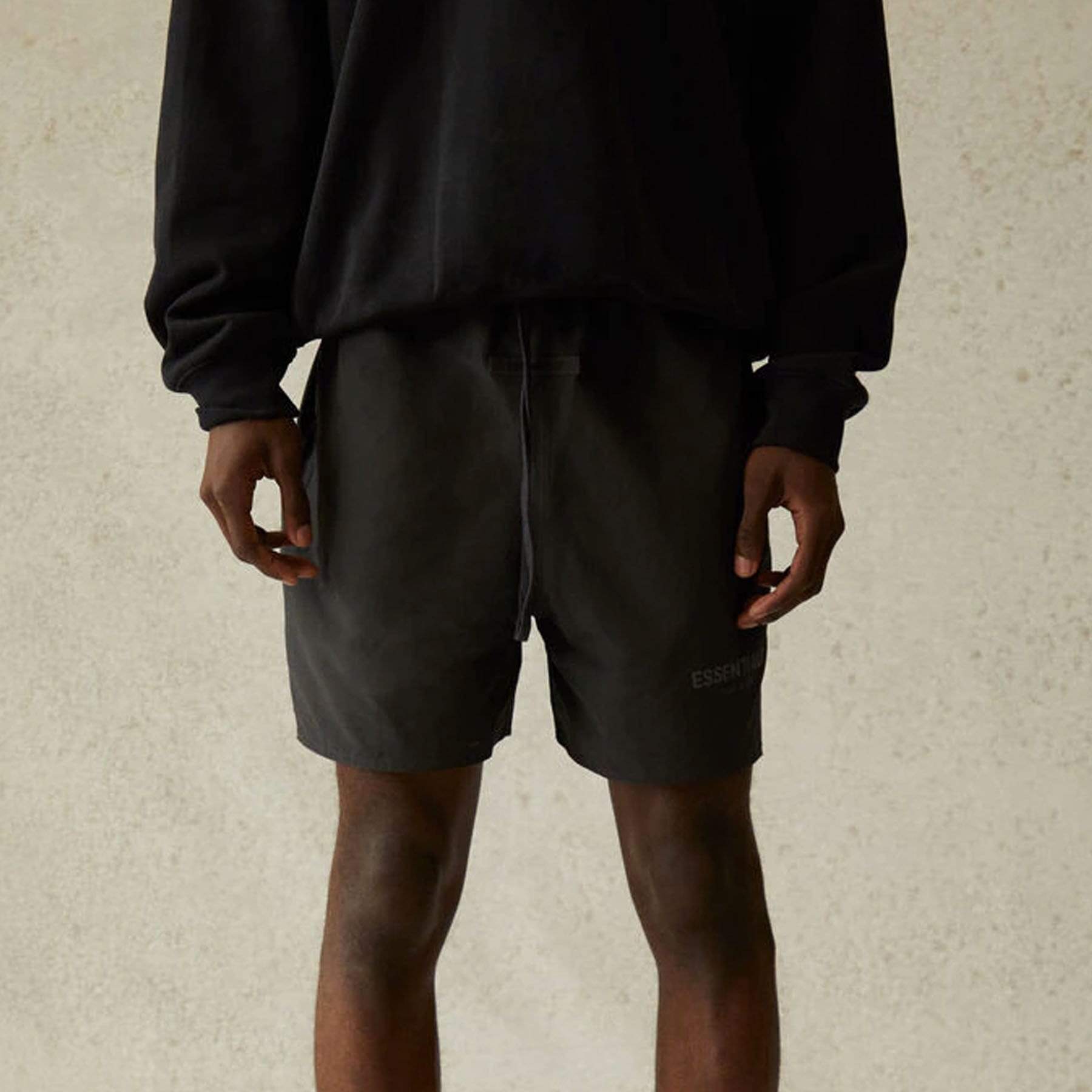 FEAR OF GOD ESSENTIALS Volley Shorts Black — XXS — Back View