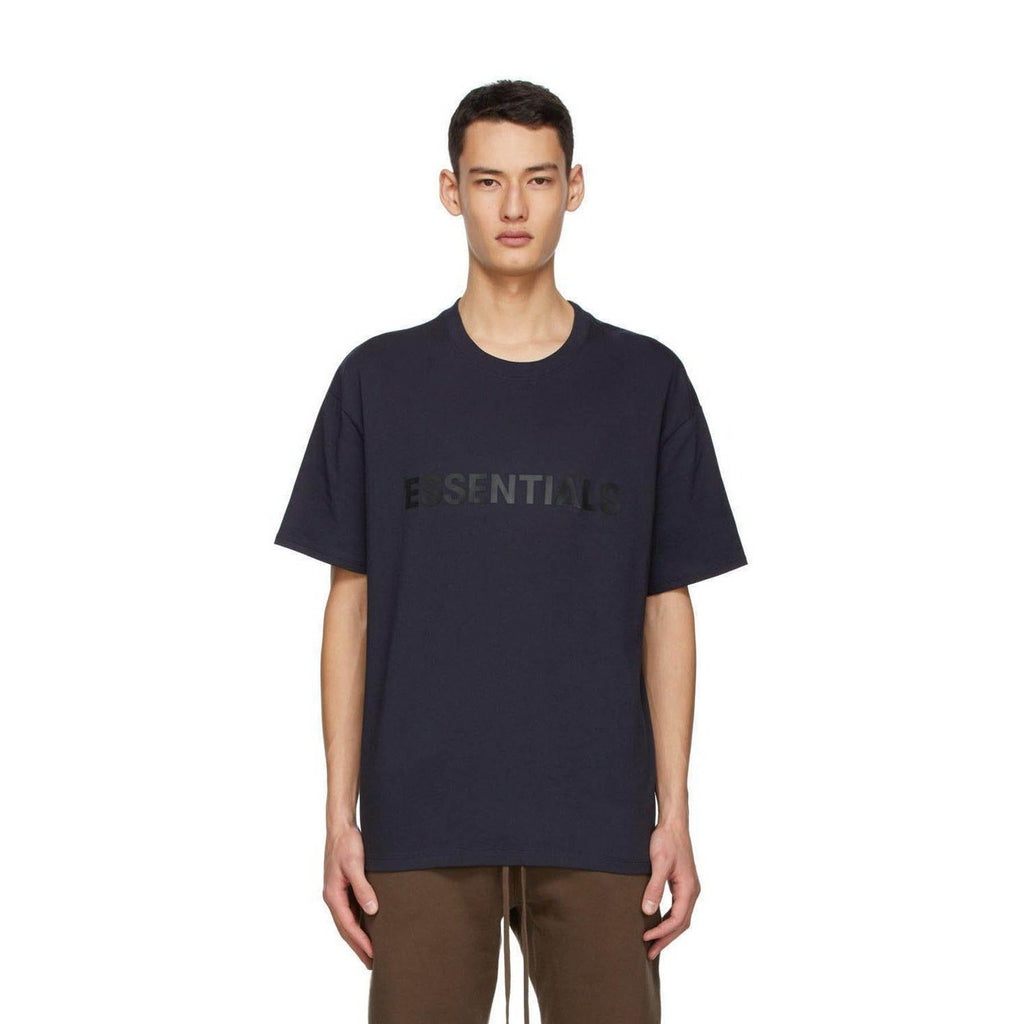 FEAR OF GOD ESSENTIALS x SSENSE Boxy T-Shirt Applique Logo Dark Navy — XXS — Side View