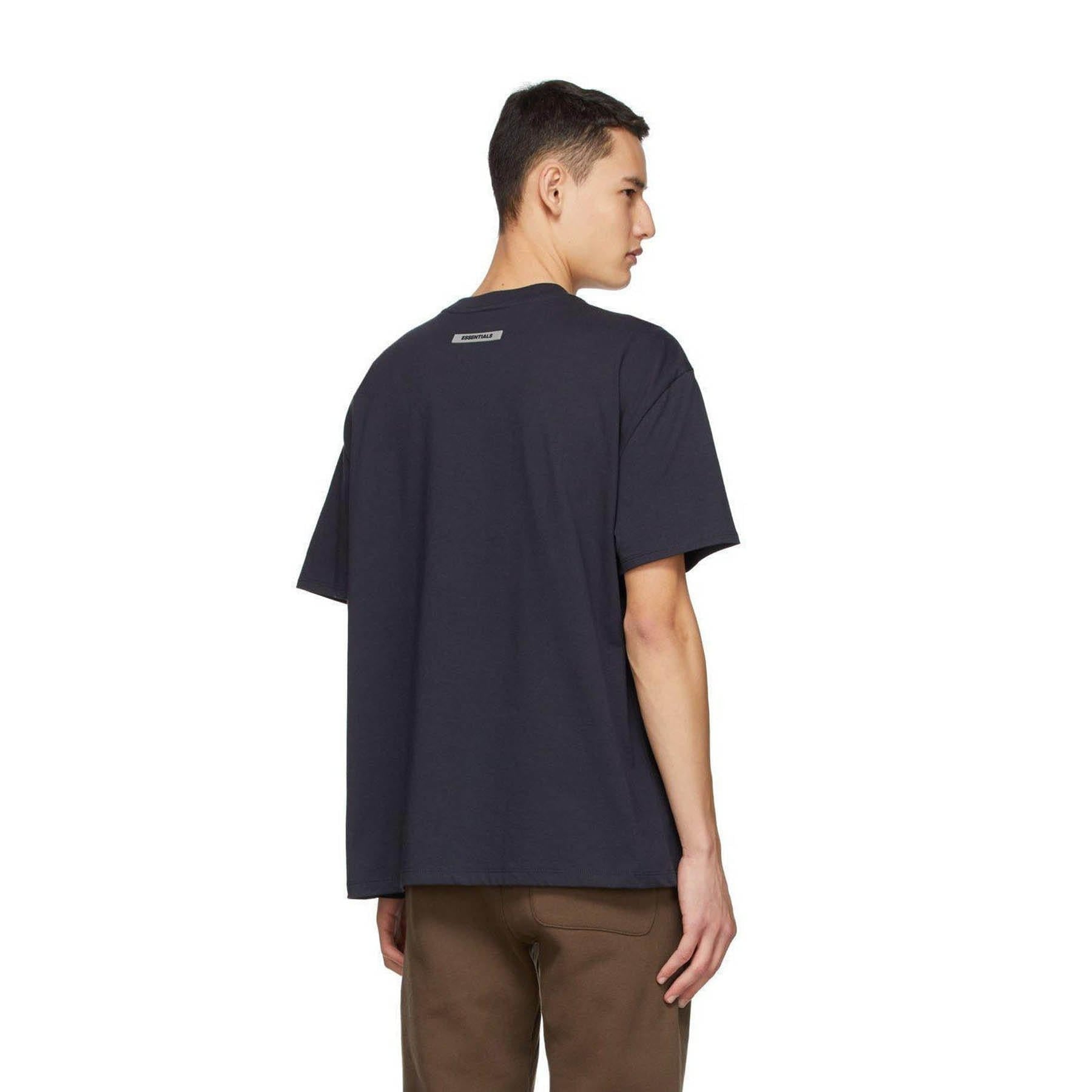 FEAR OF GOD ESSENTIALS x SSENSE Boxy T-Shirt Applique Logo Dark Navy — XXS — Back View