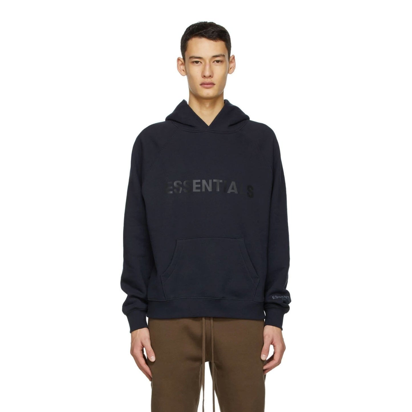 FEAR OF GOD ESSENTIALS x SSENSE Pullover Hoodie Applique Logo Dark Navy — XXS — Side View